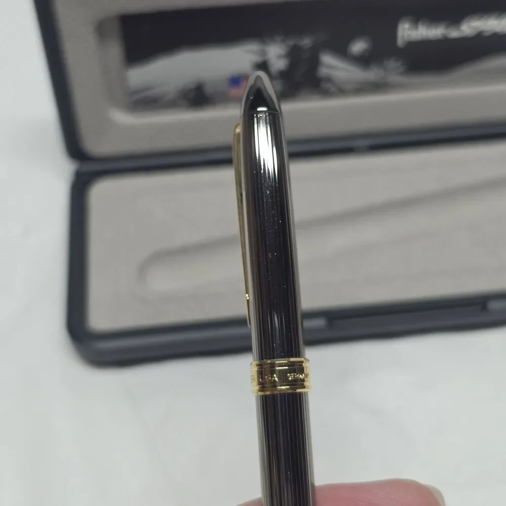 Fisher Original Astronaut Classic Space Pen Gunmetal Gold Tone Rim With Box